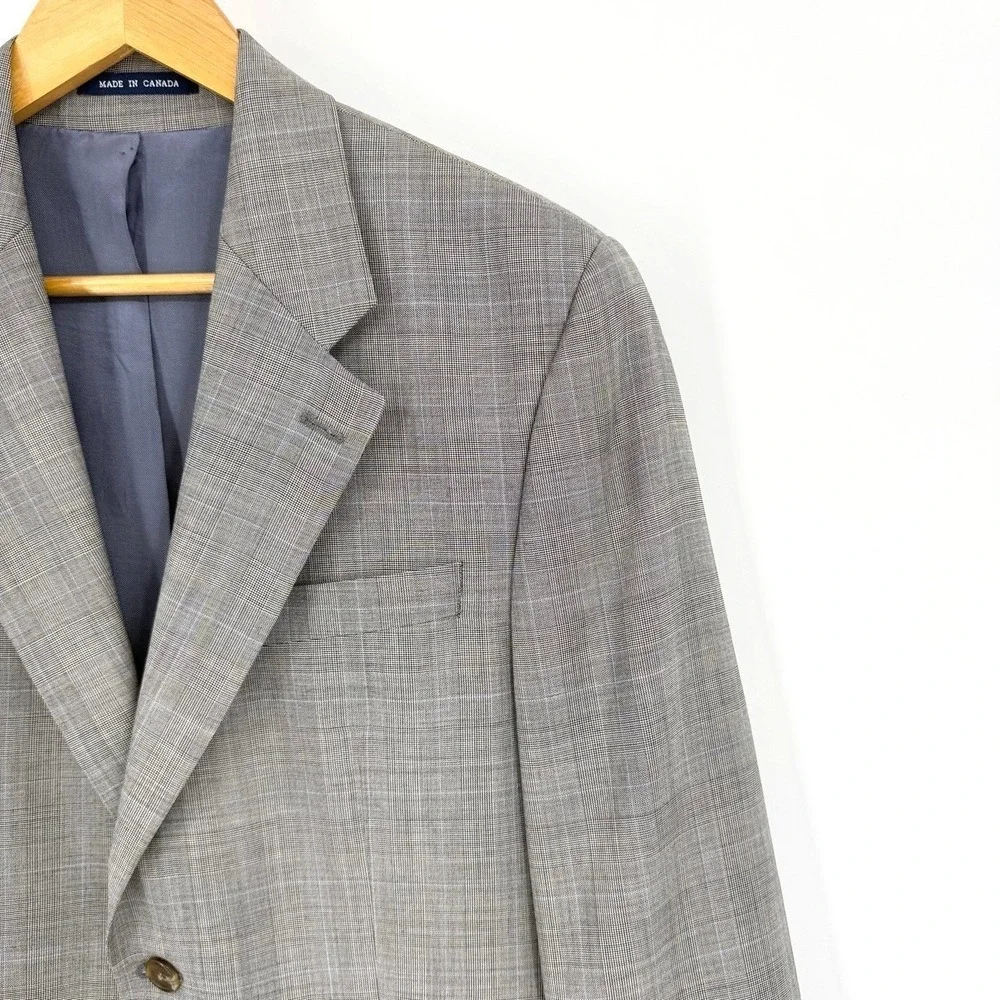 Ralph Lauren Mens 38R 100% Wool Blazer Grey Glen Plaid Sport Coat Designer - Picture 5 of 10